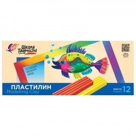 Пластилин детский ЛУЧ "Школа творчества", 12 цветов, 240 г, стек, картонная упаковка, 29С 1763-08