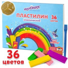Пластилин классический ЮНЛАНДИЯ "ЮНЫЙ ВОЛШЕБНИК", 36 цветов, 720 г, со стеком, ВЫСШЕЕ КАЧЕСТВО, 105904