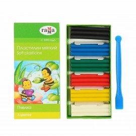 Пластилин восковой ГАММА "Пчелка", 6 цветов, 90 г, со стеком, картонная упаковка, 280029Н