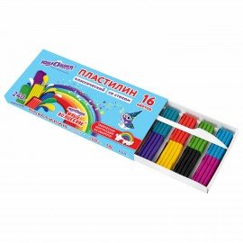 Пластилин классический ЮНЛАНДИЯ "ЮНЫЙ ВОЛШЕБНИК", 16 цветов, 240 грамм, СО СТЕКОМ, ВЫСШЕЕ КАЧЕСТВО, 106430