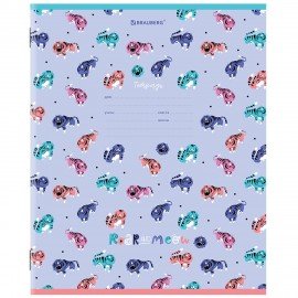 Тетрадь 12 л. BRAUBERG, клетка, обложка картон, "ЗВЕРЯТА", 106464