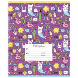 Тетрадь 24 л. BRAUBERG линия, обложка картон, "ЯРКИЙ МИКС", 106488