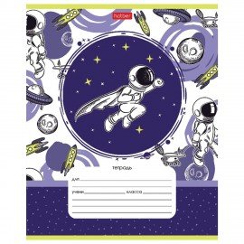 Тетрадь 12 л. HATBER клетка, обложка картон, "Астронавт" (5 видов в спайке), 12Т5В1