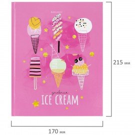 Дневник 1-11 класс 48 л., твердый, BRAUBERG, глянцевая ламинация, с подсказом, "Ice cream party", 106602