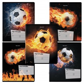 Тетради 12 л. КОМПЛЕКТ 10 шт. BRAUBERG, клетка, обложка картон, ФУТБОЛ, 106666