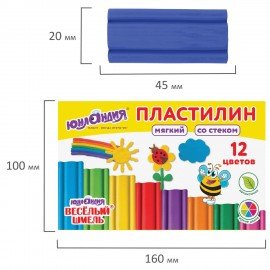 Пластилин мягкий ЮНЛАНДИЯ "ВЕСЕЛЫЙ ШМЕЛЬ", 12 цветов, 180 г, СО СТЕКОМ, 106672