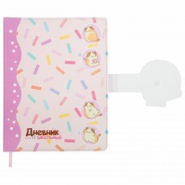 Дневник 1-4 класс 48 л., кожзам (твердая), застежка, ЮНЛАНДИЯ, "Аниме Котики", 106941