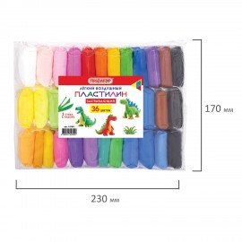 Пластилин лёгкий воздушный застывающий 36 цветов, 310 г, 3 стека, ПИФАГОР, 107041