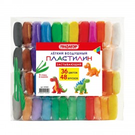 Пластилин лёгкий воздушный застывающий 48 штук (36 цветов + 12 базовых), 410 г, 3 стека, ПИФАГОР, 107043