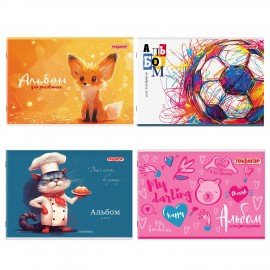 Альбом для рисования А4, 24 листа, скоба, обложка офсет, ПИФАГОР, 203х288 мм, "МИКС-1", 107105