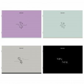 Альбом для рисования А4, 40 листов, скоба, обложка картон, BRAUBERG, 203х288 мм, "МИНИМАЛ" (4 вида), 107116