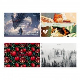 Альбом для рисования А4, 40 л., гребень, обложка картон, BRAUBERG, 195х285 мм, МИКС-1, 107118