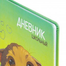 Дневник 1-11 класс 48л, кожзам (твердая), печать, глиттер, ЮНЛАНДИЯ, Котик, 107217