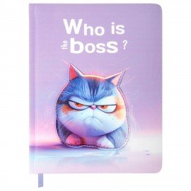 Дневник 1-11 класс 48л, обложка кожзам (твердая с поролоном), 3D-элемент, FUNSTER, Недовольный кот, 107221