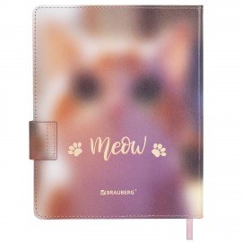 Дневник 1-11 класс 48л, кожзам (твердая), застежка, FUNSTER, Котик с рыбкой, 107229