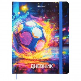 Дневник 1-11 класс 48л, твердый, BRAUBERG, матовая ламинация, резинка, закладка-ляссе, с подсказом, Футбол, 107235