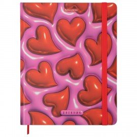 Дневник 1-11 класс 48л, твердый, BRAUBERG, матовая ламинация, резинка, закладка-ляссе, с подсказом, Сердечки, 107241