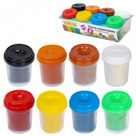 Тесто пластилин для лепки СУПЕР ПЛАСТИЧНОЕ, 8 цветов, 400г, крышки-штампики, BAMBOX (БАМБОКС), 107248