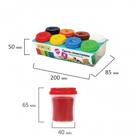 Тесто пластилин для лепки СУПЕР ПЛАСТИЧНОЕ, 8 цветов, 400г, крышки-штампики, BAMBOX (БАМБОКС), 107248