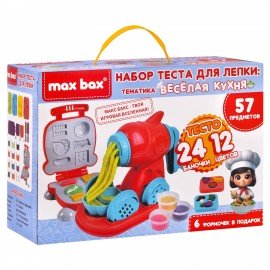 Тесто пластилин для лепки MAX BAX (МАКС БАКС), 57 предметов, тематика: "Веселая Кухня", с формочками,107256