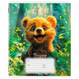 Тетрадь 12 л. ЮНЛАНДИЯ, клетка, обложка картон, МИШКИ, 107275