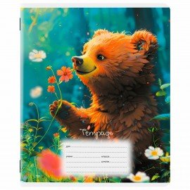 Тетрадь 12 л. ЮНЛАНДИЯ, клетка, обложка картон, МИШКИ, 107275