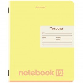 Тетрадь 12 л. BRAUBERG линия, обложка картон, МОНОХРОМ, 107283
