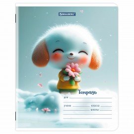 Тетрадь 12 л. BRAUBERG, линия, обложка картон, МИЛЫЕ ЗВЕРУШКИ, 107287