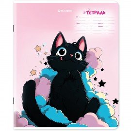 Тетрадь 18 л. BRAUBERG клетка, обложка картон, КОТИКИ, 107300