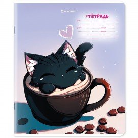 Тетрадь 18 л. BRAUBERG клетка, обложка картон, КОТИКИ, 107300