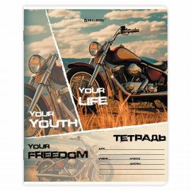 Тетрадь 24 л. BRAUBERG, клетка, обложка картон, AUTO-MOTO, 107307