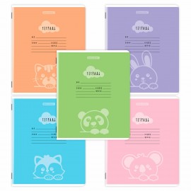 Тетради ДЭК 12 л. КОМПЛЕКТ 10 шт. BRAUBERG, линия, обложка картон, "УШИ-ЛАПЫ-НОС", 107324