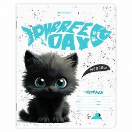 Тетради ДЭК 18 л. КОМПЛЕКТ 10 шт. BRAUBERG, клетка, обложка картон, "КОТИКИ", 107335