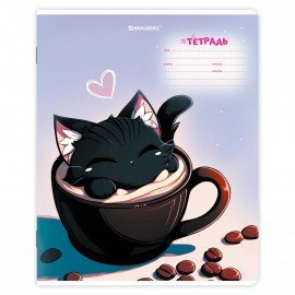 Тетради ДЭК 18 л. КОМПЛЕКТ 10 шт. BRAUBERG, клетка, обложка картон, "КОТИКИ", 107335