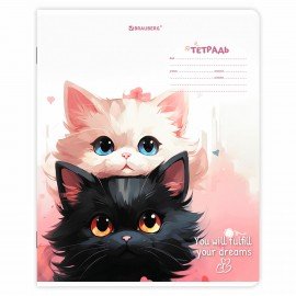 Тетради ДЭК 18 л. КОМПЛЕКТ 10 шт. BRAUBERG, клетка, обложка картон, "КОТИКИ", 107335