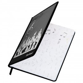 Дневник для музыкальной школы 48л, обложка кожзам твердая, фольга, BRAUBERG, черный, МУЗЫКАНТЫ, 107366