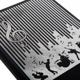 Дневник для музыкальной школы 48л, обложка кожзам твердая, фольга, BRAUBERG, черный, МУЗЫКАНТЫ, 107366