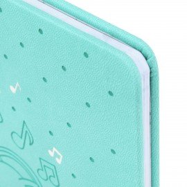 Дневник для музыкальной школы 48л, обложка кожзам твердая, фольга, BRAUBERG, мятный, КОТИК, 107367