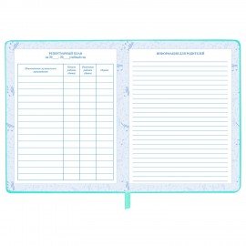 Дневник для музыкальной школы 48л, обложка кожзам твердая, фольга, BRAUBERG, мятный, КОТИК, 107367