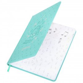 Дневник для музыкальной школы 48л, обложка кожзам твердая, фольга, BRAUBERG, мятный, КОТИК, 107367