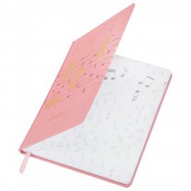 Дневник для музыкальной школы 48л, обложка кожзам твердая, фольга, BRAUBERG, розовый, НОТКИ, 107368