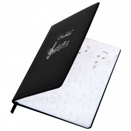 Дневник для музыкальной школы 48л, обложка кожзам твердая, фольга, BRAUBERG, черный КЛАССИКА, 107369