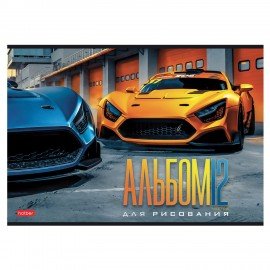 Альбом д/рис. А4 12л., скоба, обложка картон, HATBER, 205х290мм, Спортивные авто, 12А4В