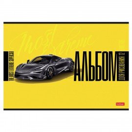 Альбом д/рис. А4 12л., скоба, обложка картон, HATBER, 205х290мм, Спортивные авто, 12А4В