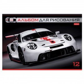 Альбом д/рис. А4 12л., скоба, обложка картон, HATBER, 205х290мм, Спортивные авто, 12А4В