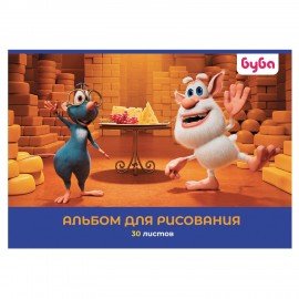 Альбом д/рис. А4 30л., скоба, обложка картон, HATBER, 205х290мм, Буба, 082442, 30А4В