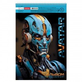 Альбом д/рис. А4 32л., спираль, металлизир.картон, выб.лак, HATBER, 198х300мм, Avatar, 32А4мтлВсп