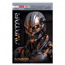 Альбом д/рис. А4 32л., спираль, металлизир.картон, выб.лак, HATBER, 198х300мм, Avatar, 32А4мтлВсп