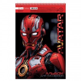 Альбом д/рис. А4 32л., спираль, металлизир.картон, выб.лак, HATBER, 198х300мм, Avatar, 32А4мтлВсп