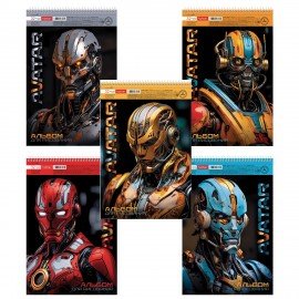 Альбом д/рис. А4 32л., спираль, металлизир.картон, выб.лак, HATBER, 198х300мм, Avatar, 32А4мтлВсп